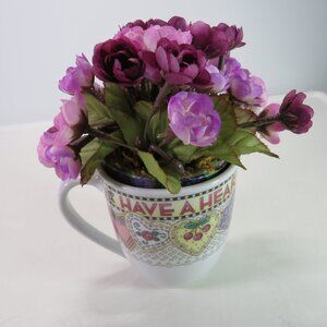 Mary Engelbreit coffee mug "have a heart" with a removable Floral arrangement